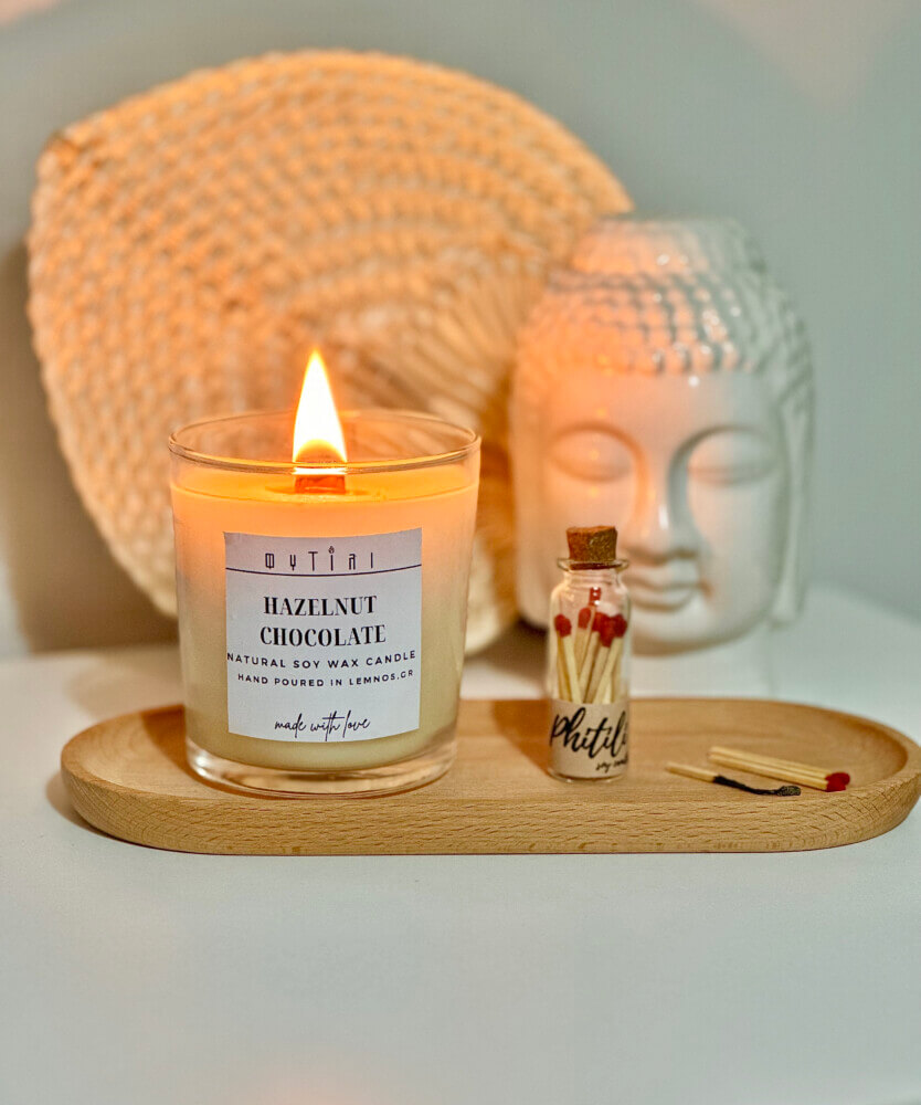 Χειροποίητο αρωματικό κερί σόγιας σε διάφανο δοχείο 270gr με οικολογικό ξύλινο φυτίλι